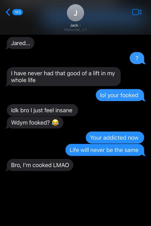 Text conversation between two users on a smartphone app interface.